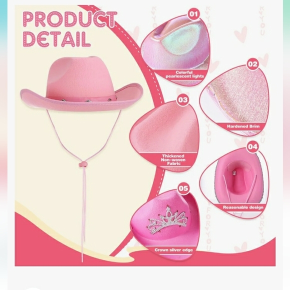 Light up LED Cowgirl party hat/ bandana/ heart shaped glasses set - Picture 9 of 11